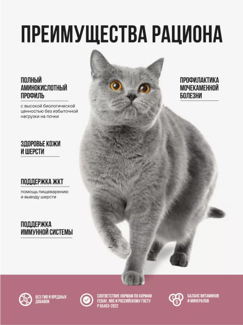 BOWL WOW сухой корм для взрослых стерилизованных кошек с индейкой, курицей и свеклой - 4 кг