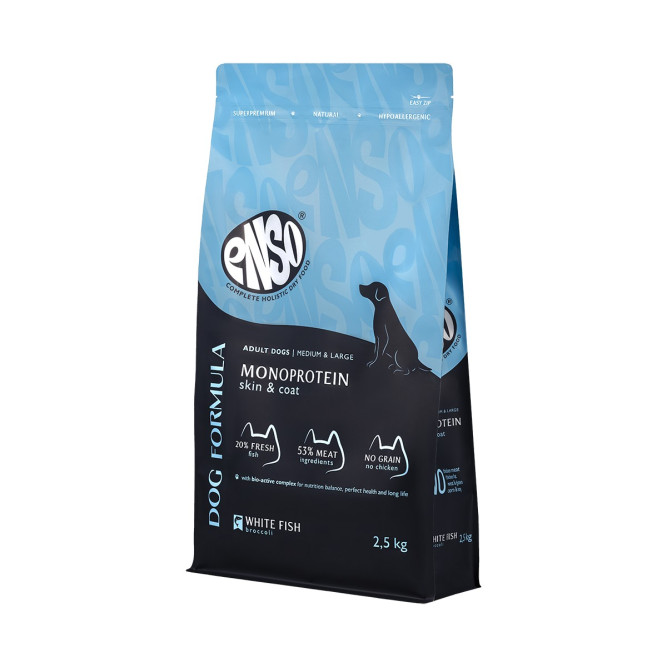 ENSO Dog Formula Monoprotein сухой корм для взрослых собак средних и крупных пород со свежей белой рыбой и добавлением брокколи - 2,5 кг