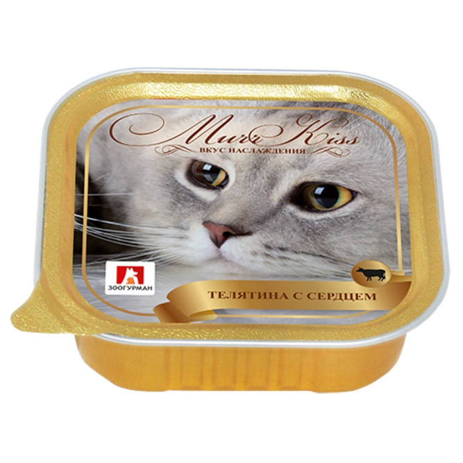 Зоогурман МуррКисс влажный корм для взрослых кошек, с телятиной и сердцем - 100 г x 15 шт