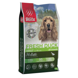 Blitz Adult сухой низкозерновой корм для взрослых собак с уткой - 1,5 кг