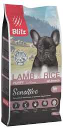 Blitz Puppy Lamb&amp;Rice All Breeds Sensitive сухой корм для щенков всех пород с чувствительным пищеварением, с ягненком и рисом - 500 г