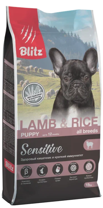 Blitz Puppy Lamb&amp;Rice All Breeds Sensitive сухой корм для щенков всех пород с чувствительным пищеварением, с ягненком и рисом - 500 г