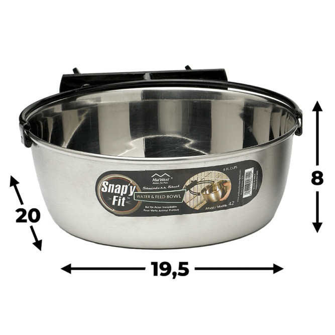 Миска MidWest для собак, для клеток и вольеров 1,85 л нержавеющая сталь