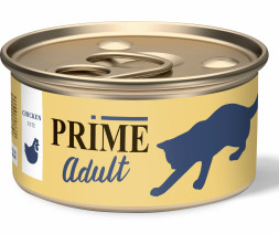 Prime влажный корм для взрослых кошек паштет с курицей, в консервах - 75 г х 24 шт
