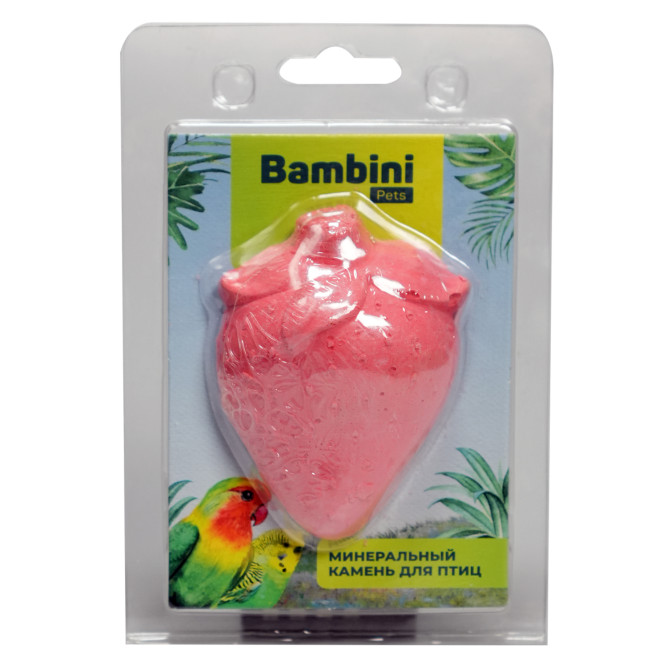 Bambini Pets минеральный камень для птиц Клубничка