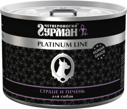 Четвероногий гурман Platinum line влажный корм для собак Сердце и печень, в консервах - 525 г х 6 шт