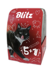 Blitz Classic набор паучей для взрослых кошек с ассорти вкусов из курицы, кусочки в соусе и желе - 85 г х 5+1 шт