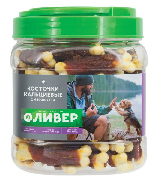 Оливер лакомство для собак всех пород кальциевые косточки с мясом утки - 750 г