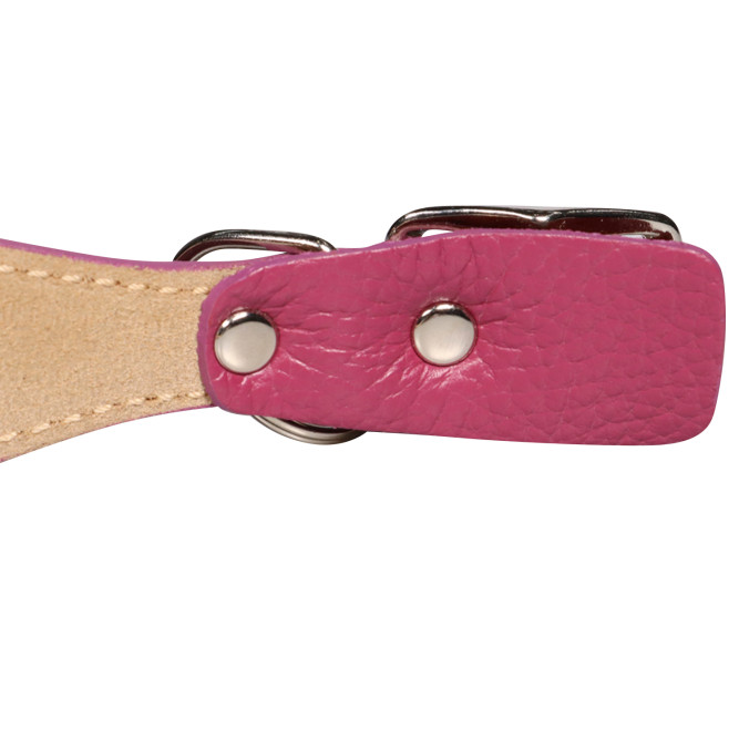 Mr.Kranch ошейник для собак из натуральной кожи с QR-адресником, 33-40 см, малиновый