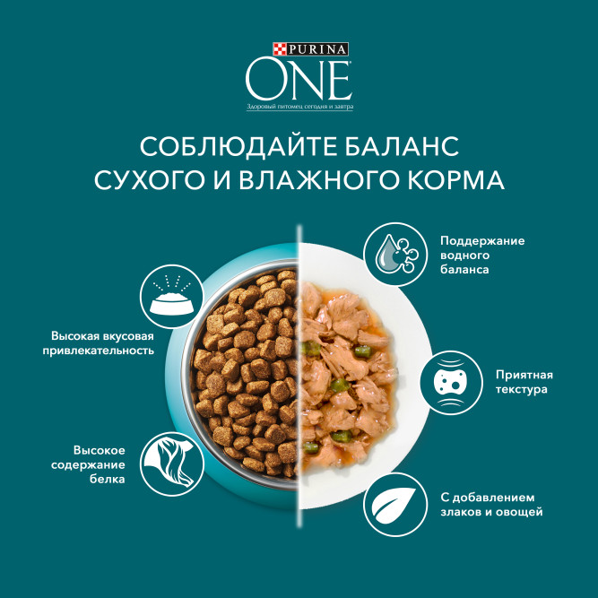 Purina One сухой корм для взрослых кошек с чувствительным пищеварением с индейкой и рисом - 750 г