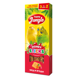 Happy Jungle лакомство для птиц палочки с медом и ягодами - 3 шт