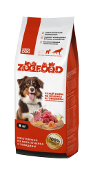 ZOOFOOD полнорационный сухой корм для собак средних и крупных пород с ягненком, говядиной и морковью - 8 кг