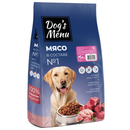 Dog`s Menu Adult сухой корм для взрослых собак, три вида мяса - 10 кг