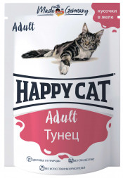 Happy Cat Adult влажный корм для взрослых кошек с тунцом в паучах - 100 г (22 шт в уп)