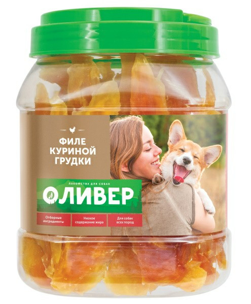 Оливер лакомство для собак всех пород филе куриной грудки - 750 г