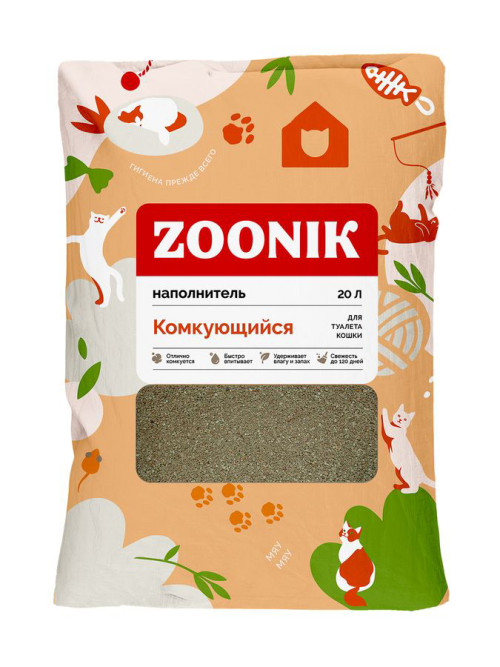 Зооник наполнитель комкующийся бентонитовый для кошачьего туалета - 20 л