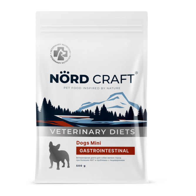 Nord Craft Gastrointestinal сухой диетический корм для взрослых собак мелких пород при болезнях ЖКТ и проблемах с пищеварением - 500 г