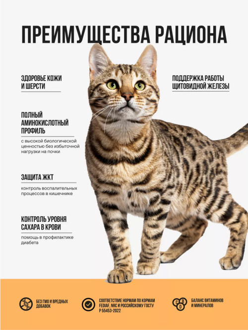 BOWL WOW сухой корм для взрослых кошек с чувствительным пищеварением с индейкой, курицей и тыквой - 400 г