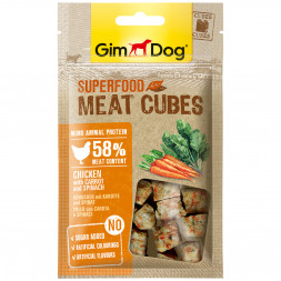 Лакомство GimDog мясные кубики суперфуд для собак из курицы с морковью и шпинатом - 40 г