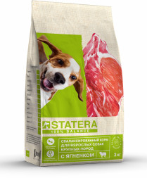 Statera сухой корм для взрослых собак крупных пород с ягненком - 3 кг