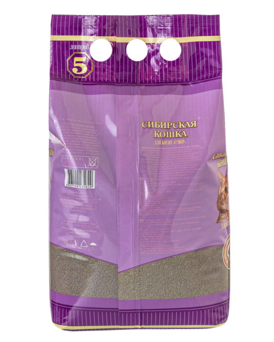 Сибирская Кошка "Супер" для котят комкующийся наполнитель для кошачьего туалета - 5 л