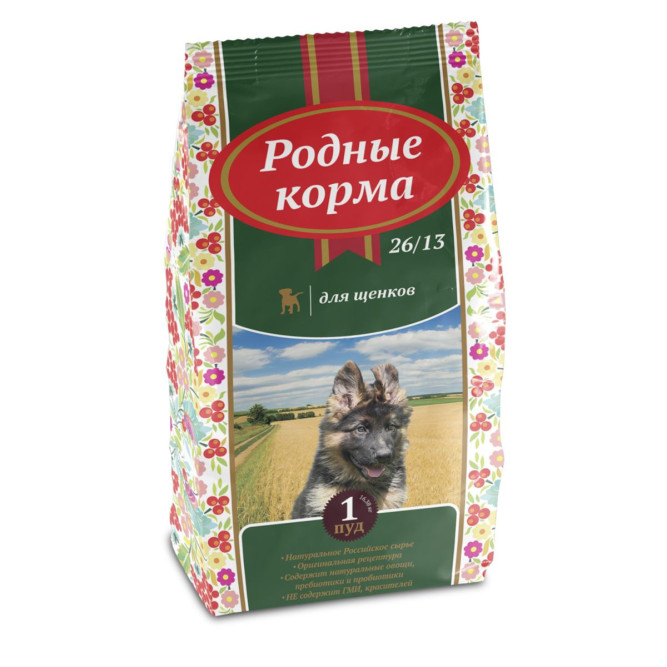 Родные корма сухой корм для щенков - 1 Пуд (16,38 кг)