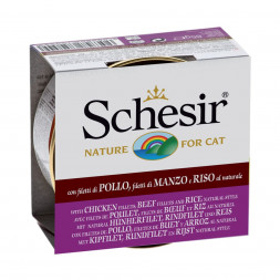 Schesir Cat Adult влажный корм для взрослых кошек с цыпленком, говядиной и рисом в консервах - 85 г