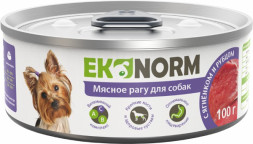 EKONORM влажный корм для взрослых собак, мясное рагу с ягненком и рубцом, в консервах - 100 г х 24 шт