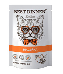 Best Dinner Exclusive паучи для кошек при восстановлении мусс сливочный с индейкой - 0,085 кг