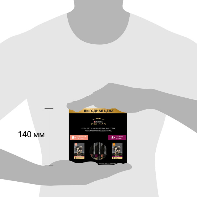 Pro Plan MIX набор паучей для взрослых собак мелких пород с лососем; с уткой - 85 г х 10 шт