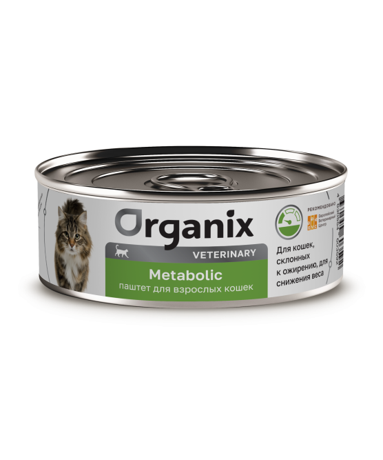 Organix Veterinary Metabolic влажный диетический корм для взрослых кошек, склонных к ожирению, в консервах - 100 г х 12 шт