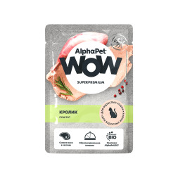 AlphaPet WOW Superpremium влажный корм для взрослых кошек, паштет с кроликом, в паучах - 85 г х 28 шт