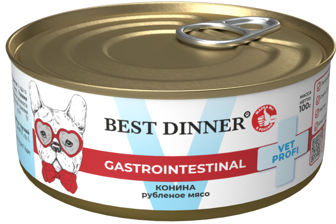 Best Dinner Exclusive Gastro Intestinal консервы для собак при проблемах пищеварения с кониной - 100 г х 12 шт