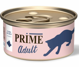 Prime влажный корм для взрослых кошек Говядина кусочки в соусе, в консервах - 75 г х 24 шт