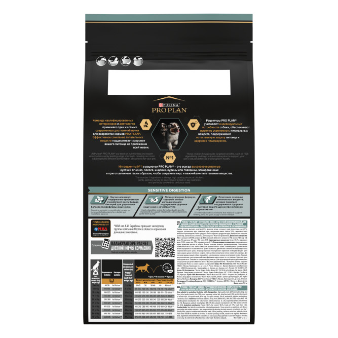 Purina Pro Plan Sensitive Digestion сухой корм для щенков средних пород с чувствительным пищеварением с ягненком и рисом - 1.5 кг