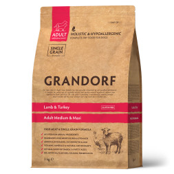 Grandorf сухой корм для взрослых собак средних и крупных пород с ягненком и индейкой - 3 кг