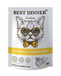 Best Dinner Exclusive паучи для кошек при восстановлении мусс сливочный с курочкой и морковью - 0,085 кг