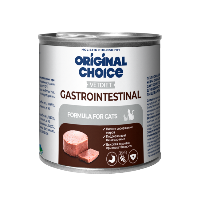 Original Choice Vetdiet Gastrointestinal влажный диетический корм для взрослых кошек с чувствительным пищеварением, в консервах - 240 г х 6 шт