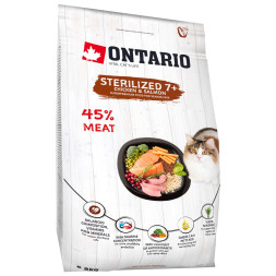 Ontario Cat Sterilised 7+ сухой корм для пожилых стерилизованных кошек и кастрированных котов, с курицей - 2 кг