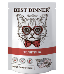Best Dinner Exclusive паучи для кошек при восстановлении мусс сливочный с телятиной - 0,085 кг