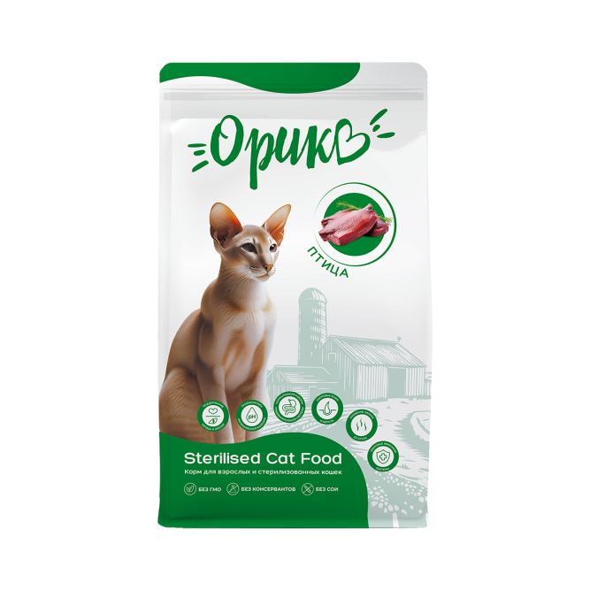 Орико сухой корм для взрослых стерилизованных кошек с птицей - 10 кг
