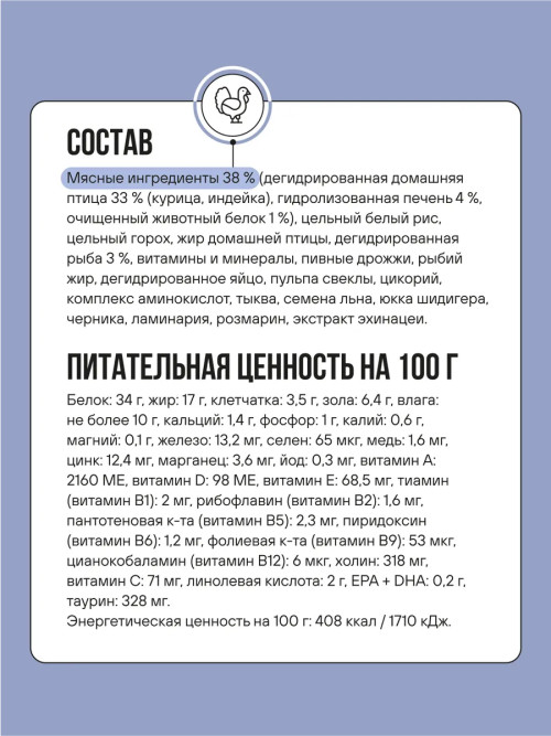 BOWL WOW сухой корм для котят с индейкой, курицей и черникой - 400 г