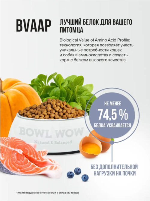 BOWL WOW сухой корм для котят с индейкой, курицей и черникой - 400 г