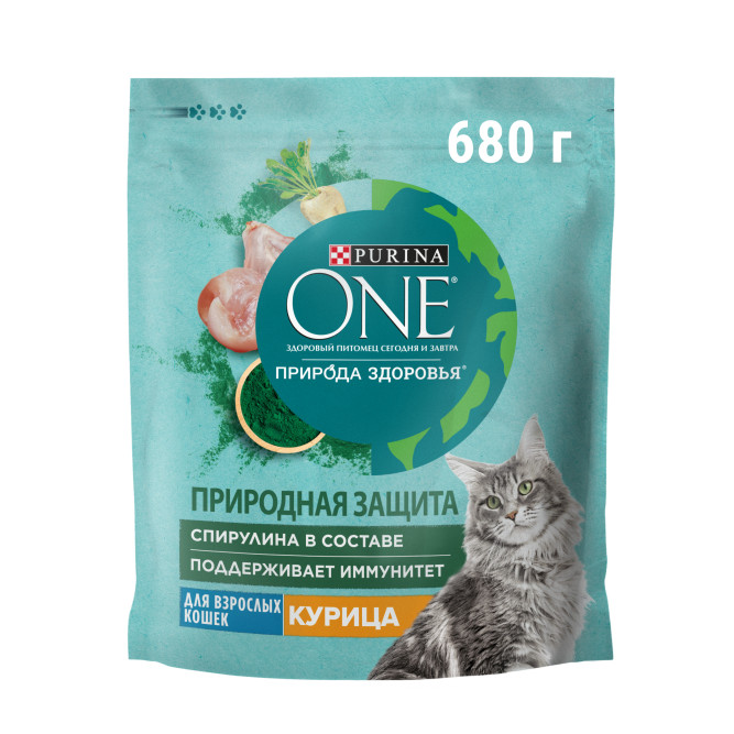 Purina One Природа Здоровья сухой корм для взрослых кошек с курицей - 680 г