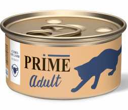 Prime влажный корм для взрослых кошек Ягненок кусочки в соусе, в консервах - 75 г х 24 шт