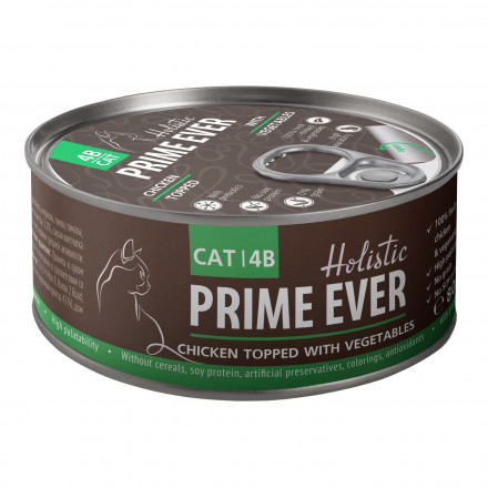 Prime Ever влажный корм для взрослых кошек с цыпленком и овощами в желе - 80 г