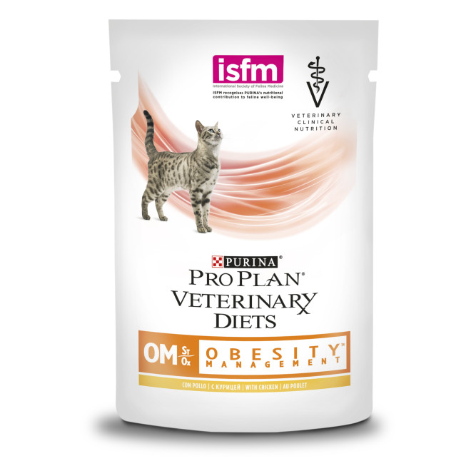 Purina Pro Plan Veterinary Diets OM St/Ox паучи для кошек с ожирением с курицей - 85 г х 10 шт