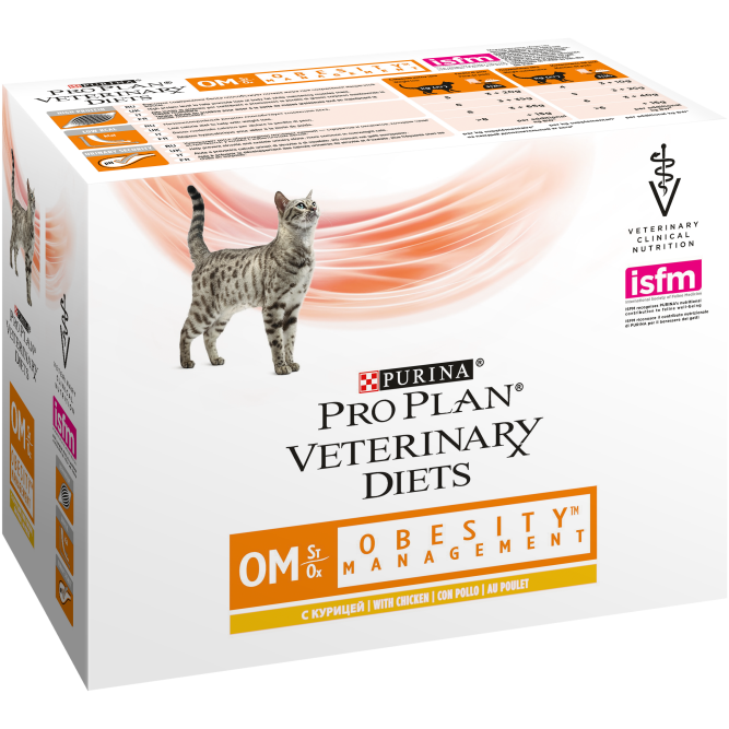 Purina Pro Plan Veterinary Diets OM St/Ox паучи для кошек с ожирением с курицей - 85 г х 10 шт