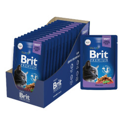 Brit Premium паучи для взрослых кошек с треской кусочки в соусе - 85 г х 14 шт
