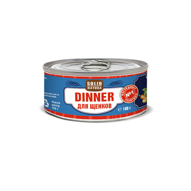 Solid Natura Dinner влажный корм для щенков с телятиной, в консервах - 100 г х 12 шт